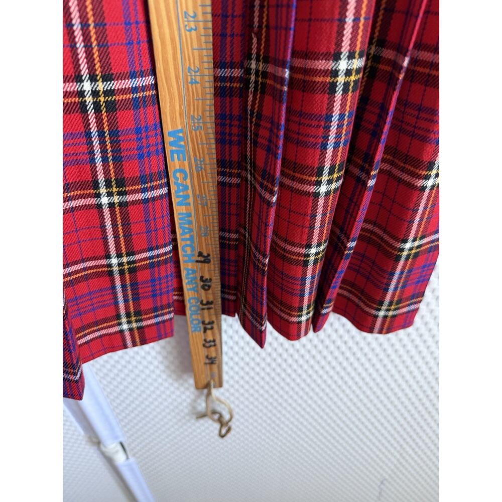 Pendleton Classic Skirt 14 Red Tartan Plaid Pleated Midi Virgin Wool USA - Picture 9 of 9